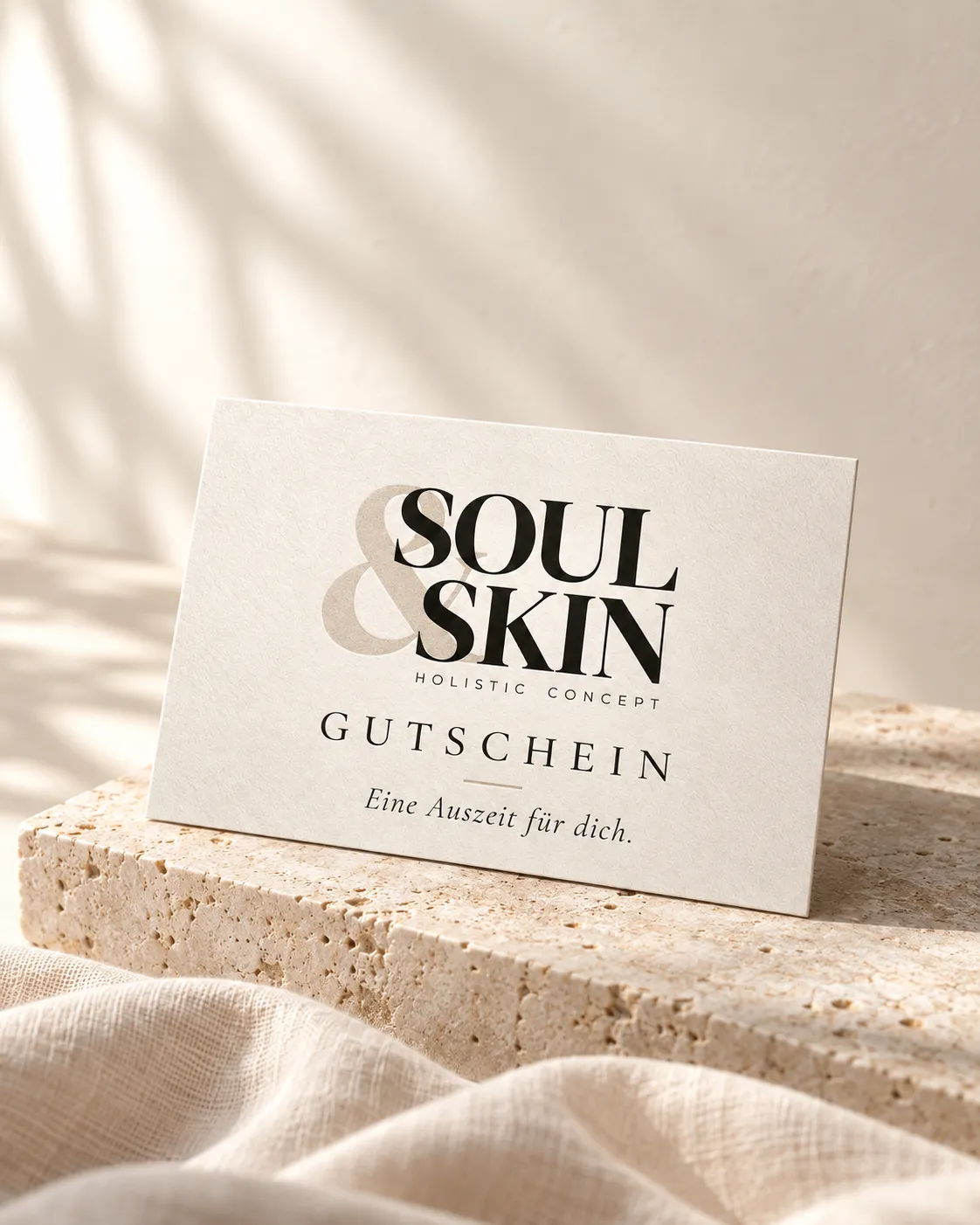 Soul-&-Skin-Gutschein mit dem Schriftzug 'Eine Auszeit für dich.'